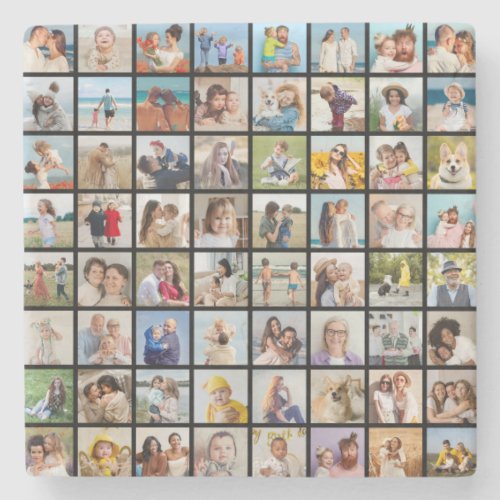 Create Your Own Custom 64 Photo Collage Stone Coaster