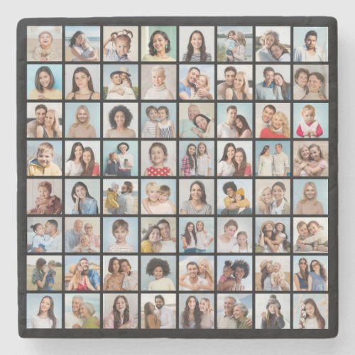 Create Your Own Custom 64 Photo Collage Stone Coaster