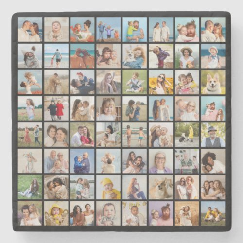 Create Your Own Custom 64 Photo Collage Stone Coaster