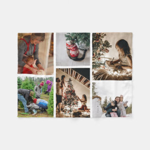 Create Your Own Custom 6 Photo Christmas Collage Fleece Blanket