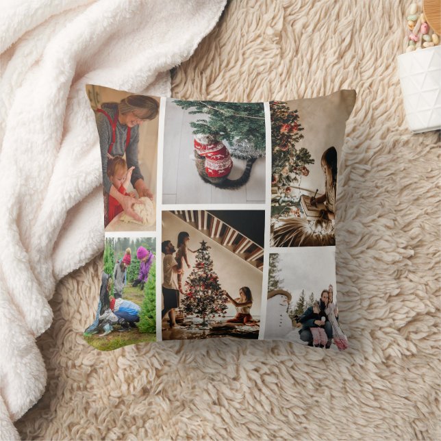 Create Your Own Custom 6 Photo Christmas Collage  Throw Pillow (Blanket)