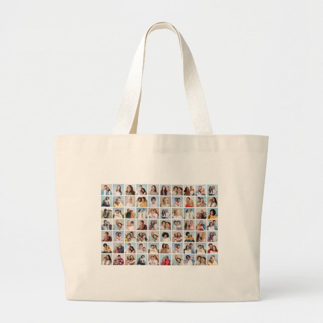 Create Your Own Custom 70 Photo Collage Large Tote Bag (Front)