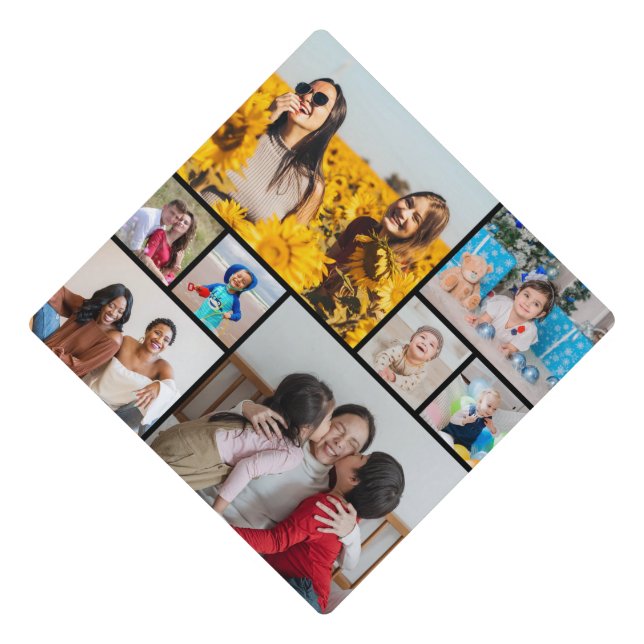 Create Your Own Custom 8 Photo Collage Graduation Cap Topper (Front)