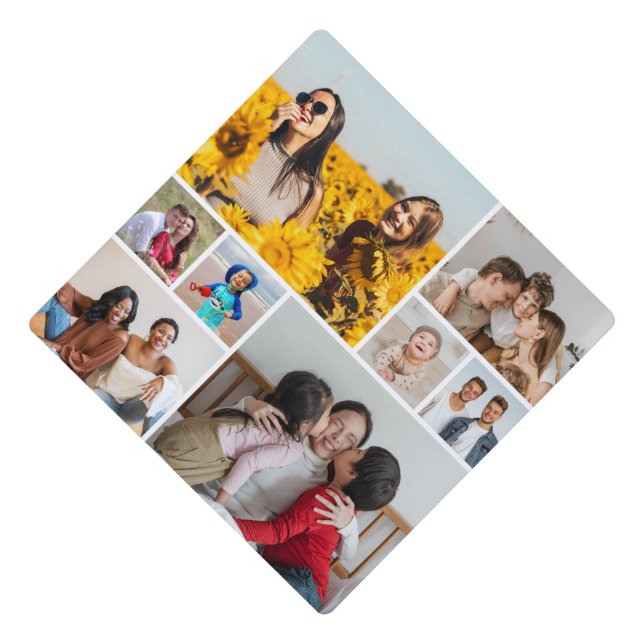 Create Your Own Custom 8 Photo Collage Graduation Cap Topper (Front)