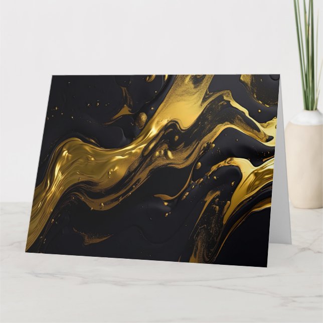 Create Your Own Custom Abstract Black & Gold Card (Front)