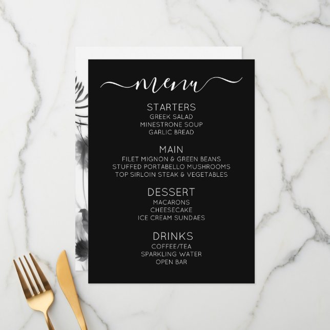 Create Your Own Custom B&W X-Ray Wildflowers Menu (Front/Back In Situ)