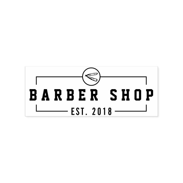 Create Your Own Custom Barbershop Business Logo Rubber Stamp Zazzle Com