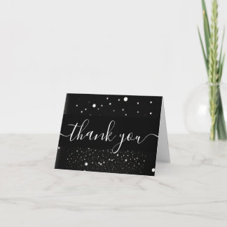 Create Your Own Custom Black & White Bokeh Dots Thank You Card