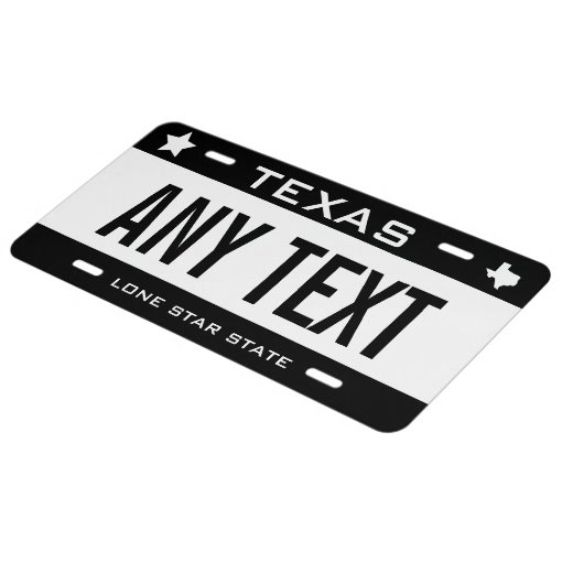 Create Your Own Custom Black White Texas License Plate Zazzle