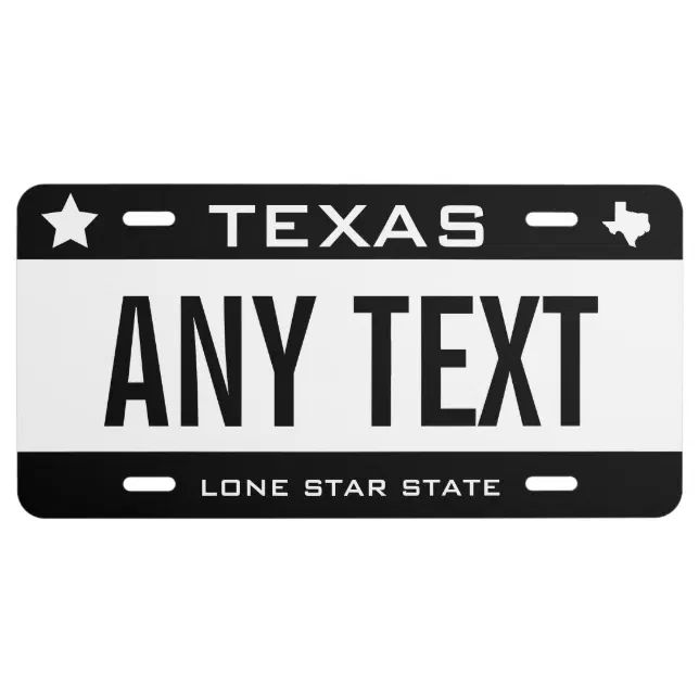 Create Your Own Custom Black White Texas License Plate Zazzle