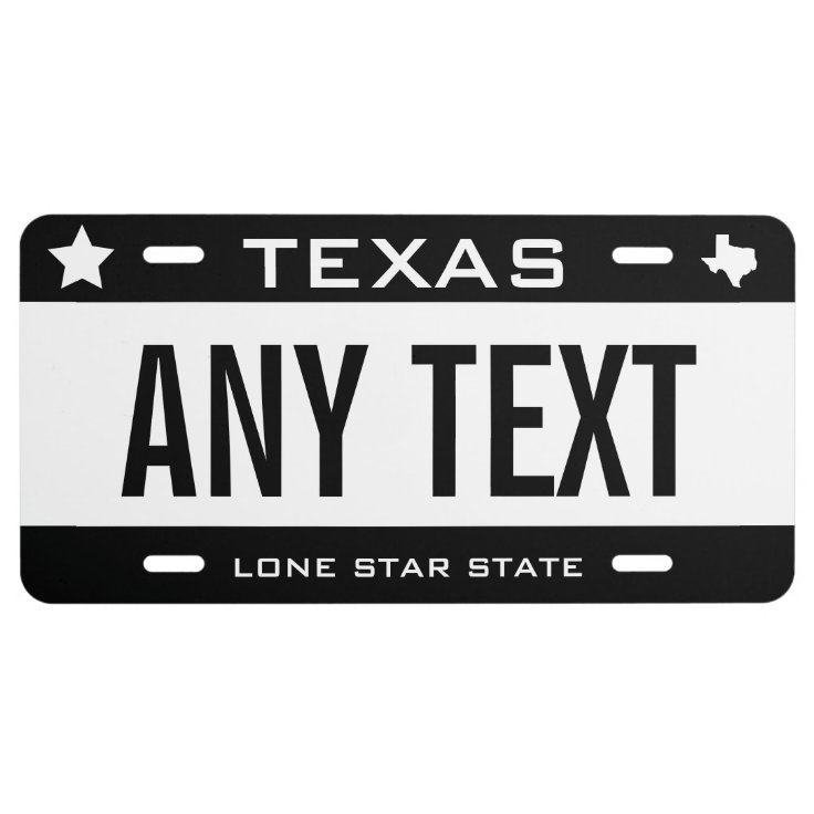 Create Your Own Custom Black White Texas License Plate Zazzle
