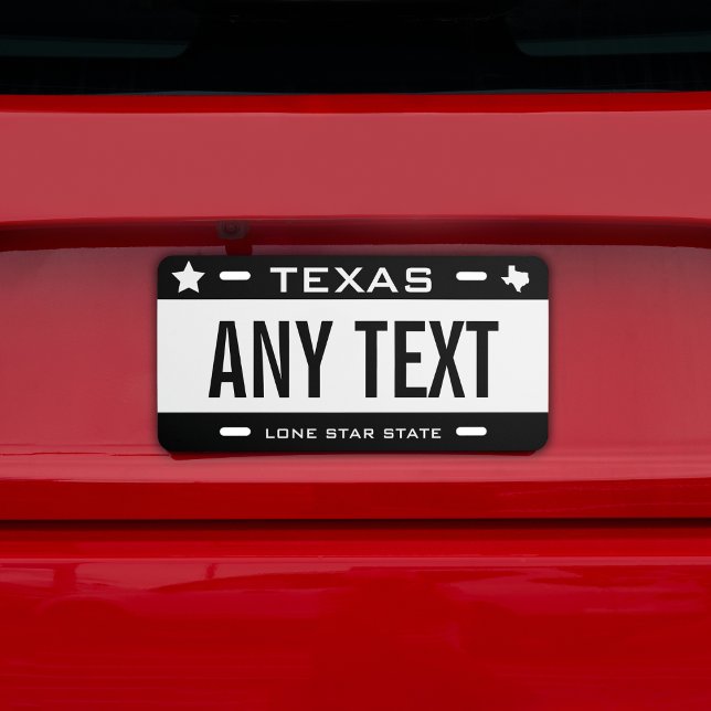 Create Your Own Custom Black White Texas License Plate (Create Your Own Custom Black White Texas License Plate)