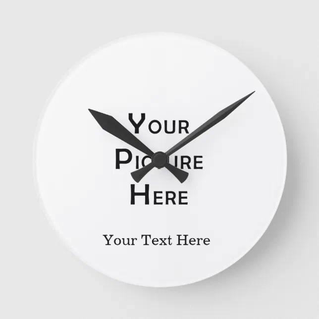 Create Your Own Custom Blank Template Photo Design Round Clock | Zazzle