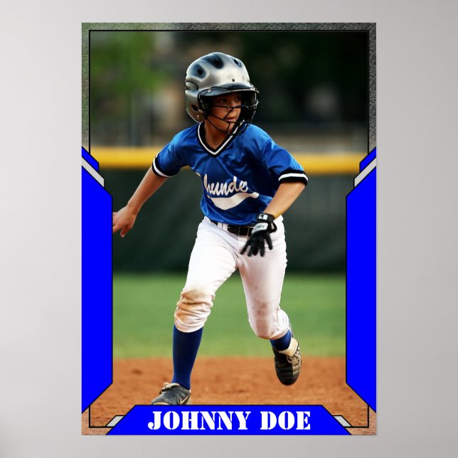 Create Your Own Custom Blue Sports Photo Poster (Front)