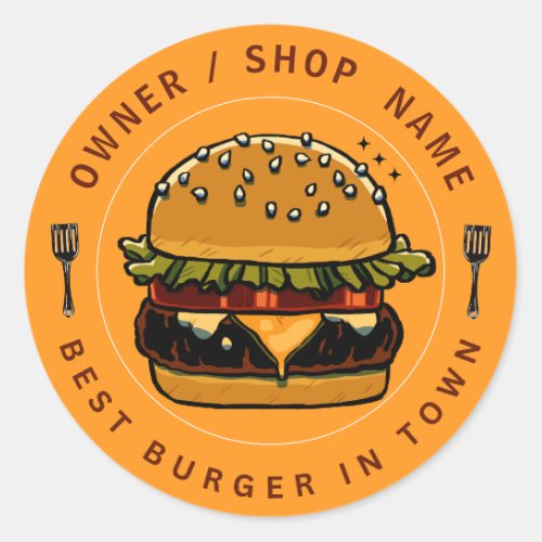 Create your own Custom Burger Business Shop Classic Round Sticker