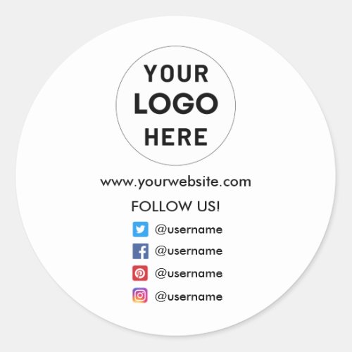 Create Your Own Custom Business  Social Media  Classic Round Sticker