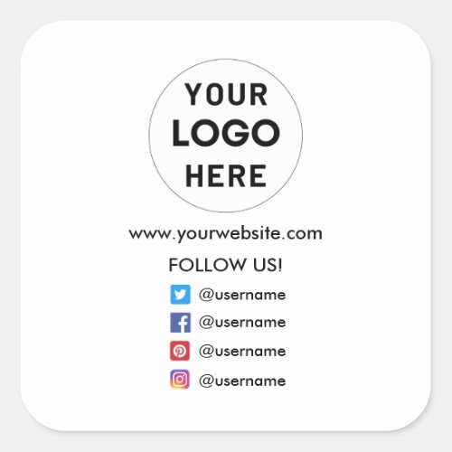 Create Your Own Custom Business  Social Media  Square Sticker