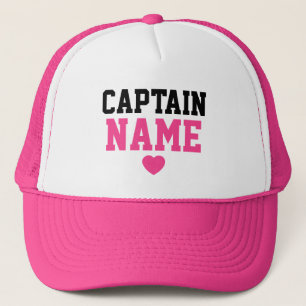 Create Your Own Custom Captain Name Pink Heart Trucker Hat