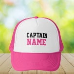 Create Your Own Custom Captain Name Pink Trucker Hat at Zazzle