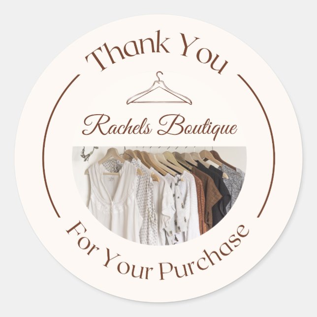 Create your own Custom Clothing Business Boutique Classic Round Sticker (Front)