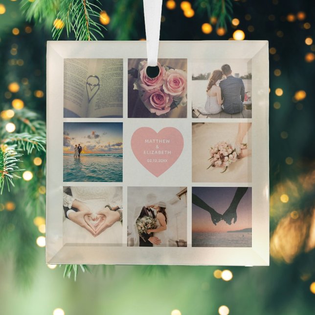 Create Your Own Custom Couple Family Photo Glass Ornament (Creator Uploaded)