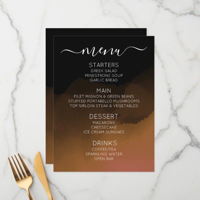Create Your Own Custom Dark Colorized Ombré  Menu (Front/Back In Situ)