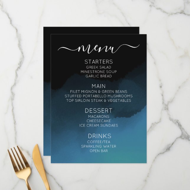 Create Your Own Custom Dark Colorized Ombré  Menu (Front/Back In Situ)