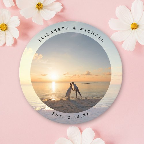 Create Your Own Custom Elegant Wedding Photo Round Paper Coaster