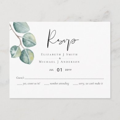 Create Your Own Custom Eucalyptus Greenery Wedding Postcard