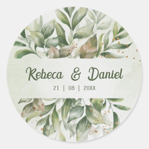 Create your own custom eucalyptus wedding  classic round sticker
