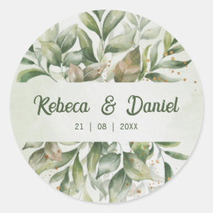 Create your own custom eucalyptus wedding classic round sticker