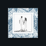 Create Your Own Custom Family Photo Canvas Print<br><div class="desc">Made to look dimensional,  a steel blue and white tropical plant pattern creates a beautiful frame for your favorite photo on this wrapped canvas. **TIP: If using square plaque,  you might need to crop your photo to a square BEFORE uploading it for best results.</div>