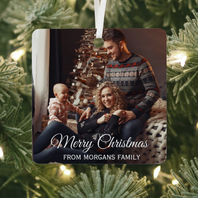 Create your own Custom Family Photo Christmas  Metal Ornament (Insitu)