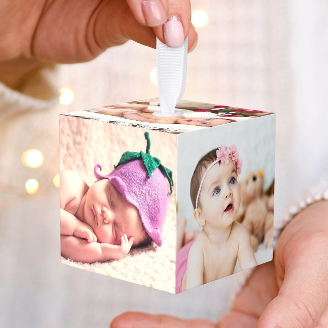 Create Your Own Custom Family Photo Cube Ornament (Creator Uploaded)