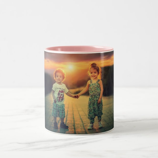 Create Your Own Custom Family Photo Customizable Two-Tone Coffee Mug (Center)