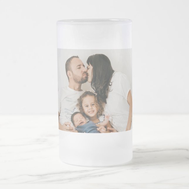 Create Your Own Custom Family Photo Personalized   Frosted Glass Beer Mug (Center)