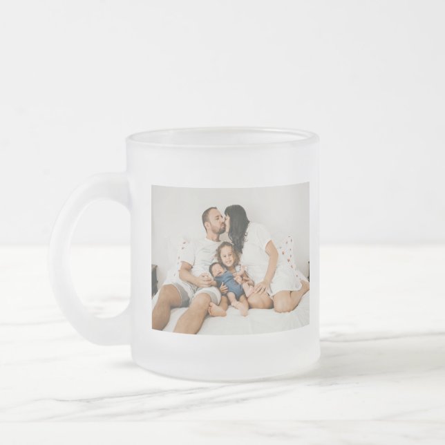 Create Your Own Custom Family Photo Personalized   Frosted Glass Coffee Mug (Left)