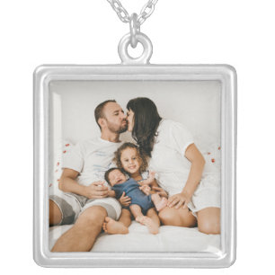 Create Your Own Custom Family Photo Personalized Silver Plated Necklace