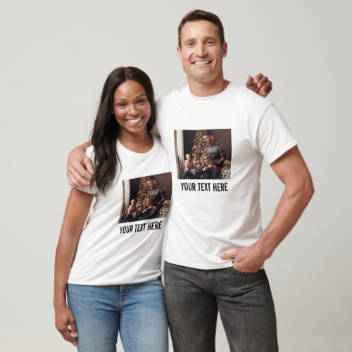 Create your own custom family Photo with text T_Shirt