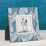 Create Your Own Custom Framed Photo Plaque<br><div class="desc">Made to look dimensional, a steel blue and white tropical leaf plant pattern creates a beautiful frame for your favorite photo on this tabletop plaque with a built-in easel. The image is put directly on the hardboard panel for a stunningly crisp image with an easy wipe clean surface. Great as...</div>