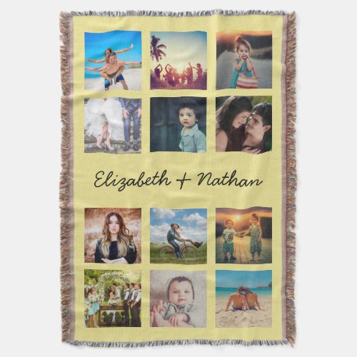 Create Your Own Custom Fun 12 Family Photo Collage Throw Blanket