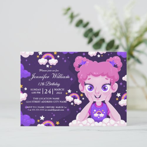 Create your own custom girls birthday invitation