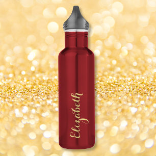 Create Your Own Custom Gold Script Name Monogram Stainless Steel Water Bottle