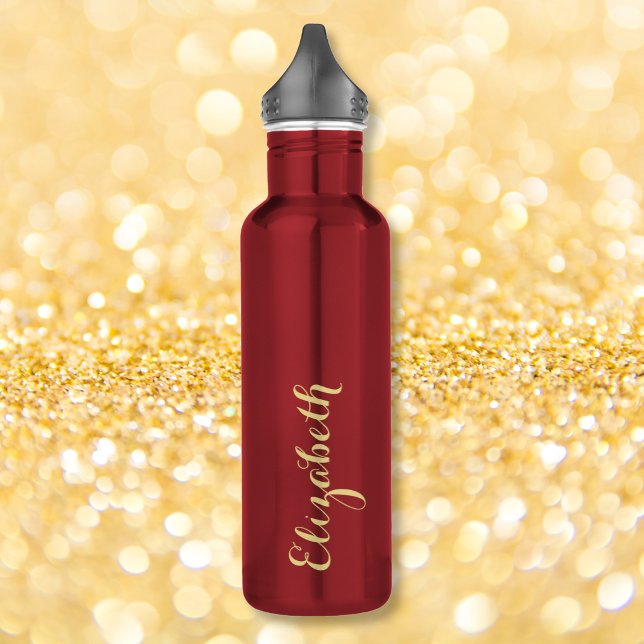 Create Your Own Custom Gold Script Name Monogram Stainless Steel Water Bottle (Create Your Own Custom Gold Script Name Monogram Stainless Steel Water Bottle)