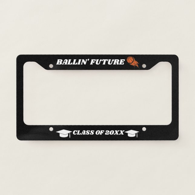 Create Your Own Custom Graduation Basketball Black License Plate Frame (Front)