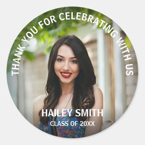 Create your own Custom Graduation Photo Thank you Classic Round Sticker