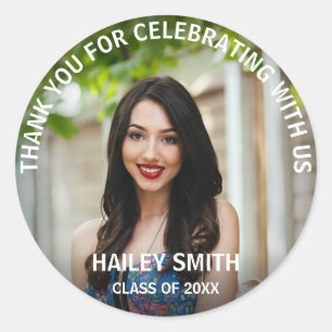 Create your own Custom Graduation Photo Thank you Classic Round Sticker