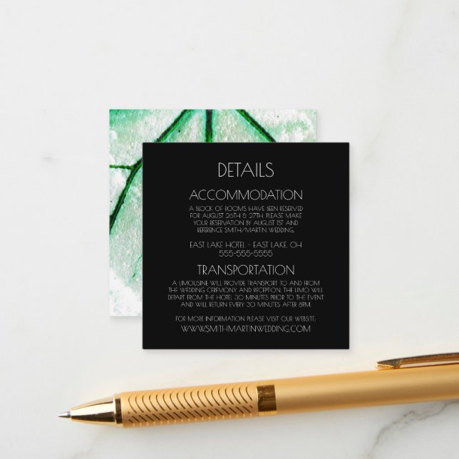 Create Your Own Custom Green Leaf Negative Enclosure Card (Front/Back In Situ)