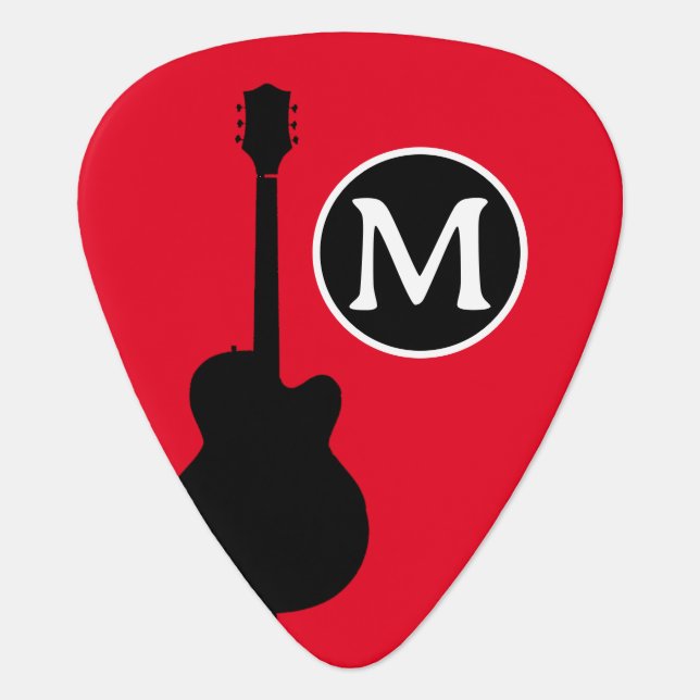 Create Your Own Custom Guitarist Name Red/Black Guitar Pick (Front)
