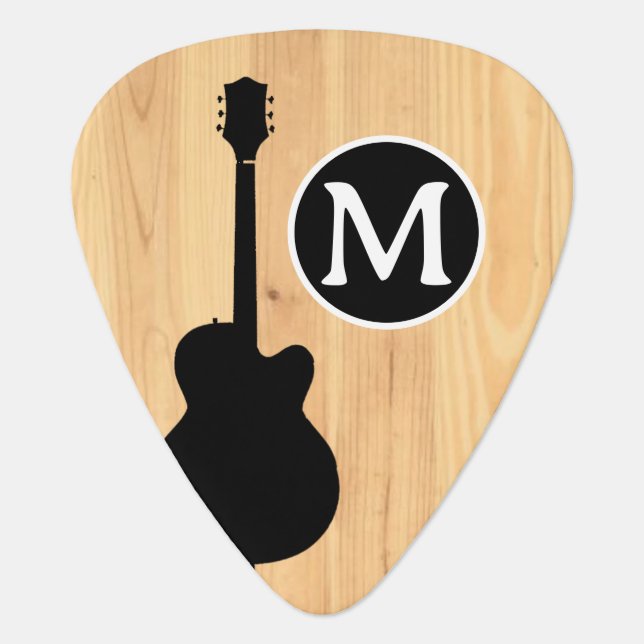 Create Your Own Custom Guitarist Name Rustic Wood Guitar Pick (Front)